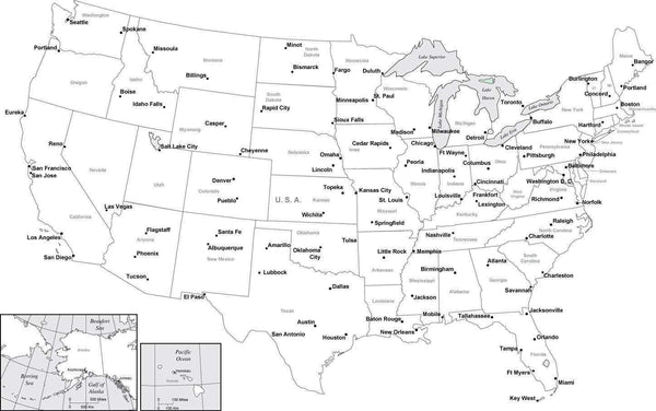 Usa Map With Major Cities