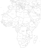 Africa Black & White Map with Countries