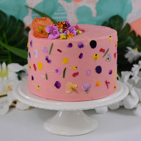 Cake with Edible Flower Sprinkles