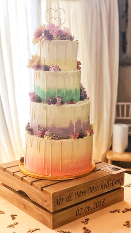 Pastel Ombre Vegan Tiered Cake Wedding Cake with Edible Flowers