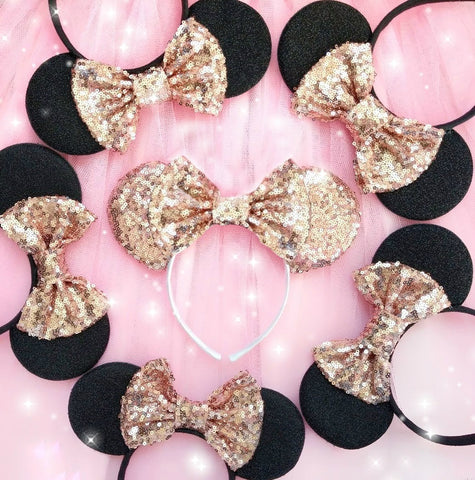 minnie mouse ears with sequin bow custom bows disney hens mouse ears