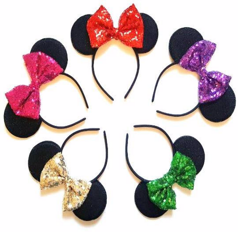 minnie mouse ears with sequin bow custom colours