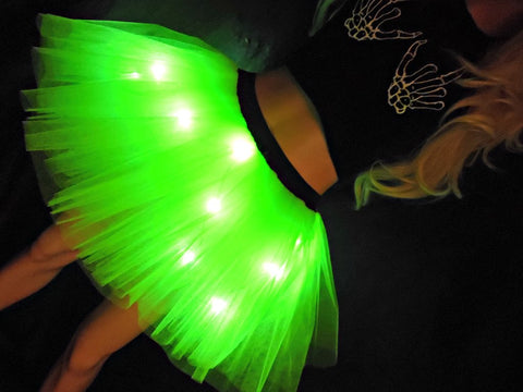 neon green tutus with lights