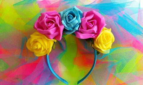 Neon Flower Crown Veil