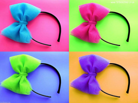 neon 80s hair bow fancy dress hen party accessories