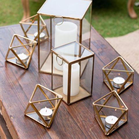 square glass candle holders