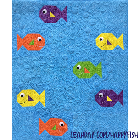 Happy Fish Quilt Pattern by Leah Day