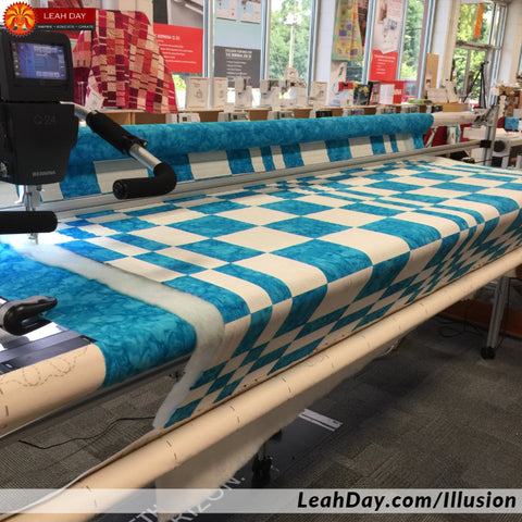 Quilting on a longarm frame
