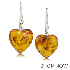 Metalsmiths Sterling Silver Baltic Amber Heart Earrings