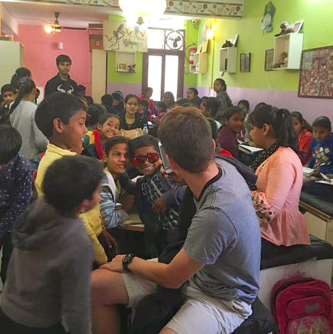 Harry and the kids at the Sunshine Project in Delhi