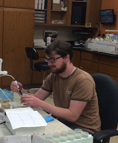 New A&L employee Steven Piercy working in the lab