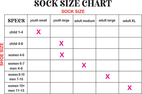 Photo Sock Size Chart