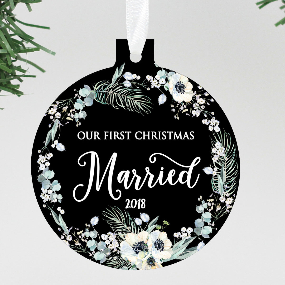Our First Christmas Married Ornament, Personalized Christmas Ornament