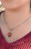 sweet romance skull and crystal teardrop necklace in red sweet romance skull and crystal teardrop necklace in red