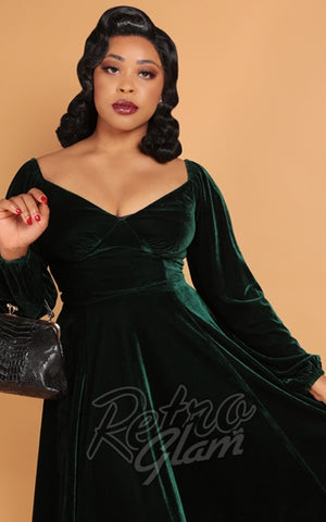 Collectif Velvet Ludmilla Swing Dress in Green pinup