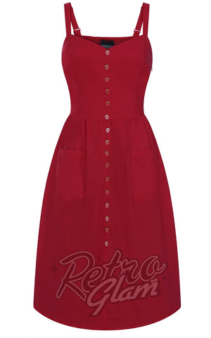 Collectif Kimberly Strawberry Button Dress in Red detail