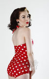 Esther Williams Classic Sheath Swimsuit in Red & White Polka Dot Back Esther Williams Classic Sheath Swimsuit in Red & White Polka Dot Back