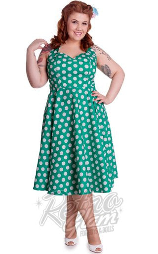 Hell Bunny Mariam 50s Polka Dot Dress in Green Hell Bunny Mariam 50s Polka Dot Dress in Green