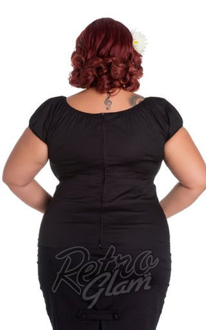 Hell Bunny Melissa Curvy Pinup Top in Black back Hell Bunny Melissa Curvy Pinup Top in Black back