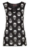 Jawbreaker sleeveless Monotone Skull Top with cutout detail front Jawbreaker sleeveless Monotone Skull Top with cutout detail front