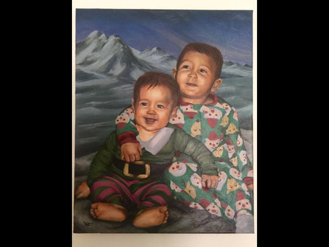 Custom family handmade oil paintings by Tiffany Wells