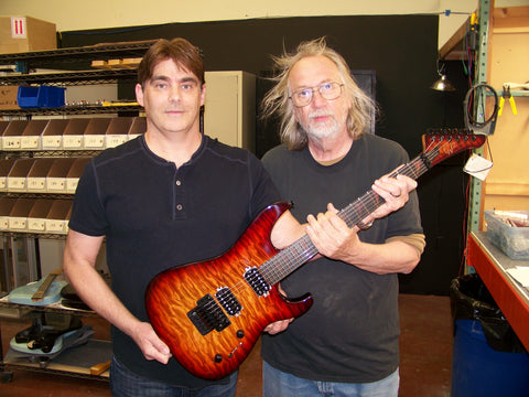 Grover Jackson and Keith from Eternashine with his new custom shop guitar