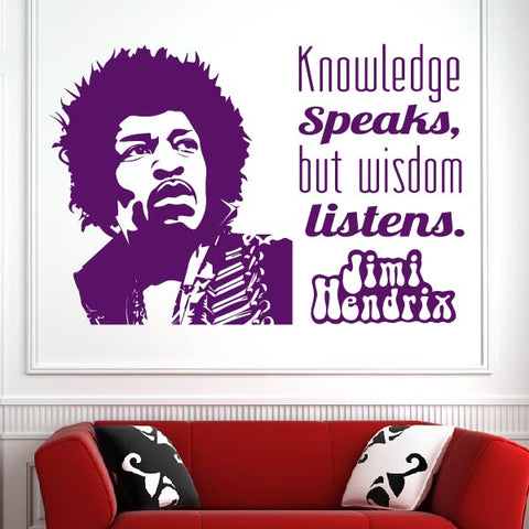 Violet Jimi Hendrix Knowledge Speaks Quote Wall Art Sticker