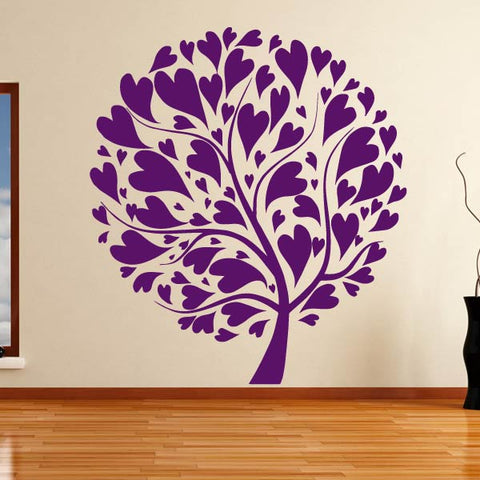 Violet Love Heart Tree Wall Art Sticker