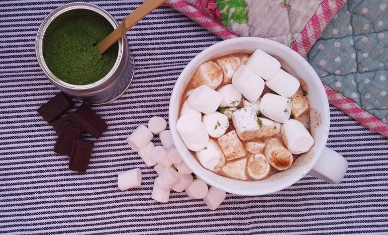 Matcha Dark Hot Chocolate with Mini Marshmallows