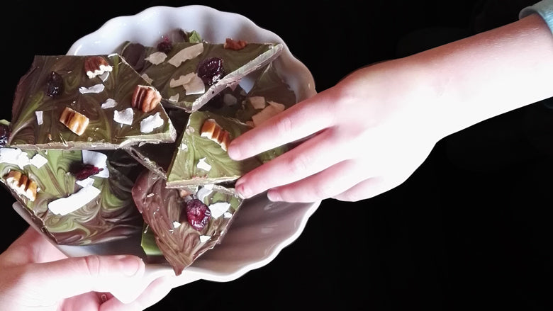 Matcha Chocolate Bark in Bowl