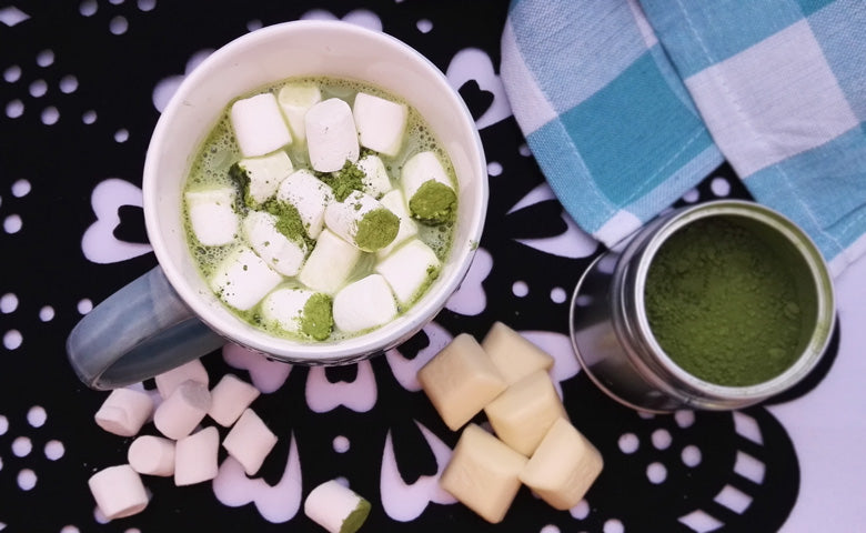 Matcha White Hot Chocolate with Mini Marshmallows