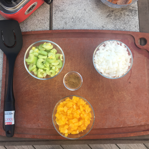 Vegetables and Cajun seasoning.