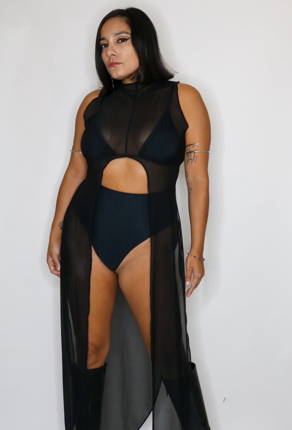 La Cosa Mesh Dress in Black bodysuit oraingopartners   