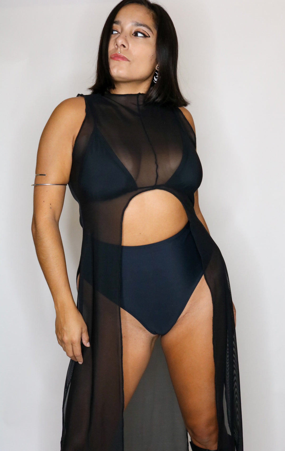 La Cosa Mesh Dress in Black bodysuit oraingopartners   