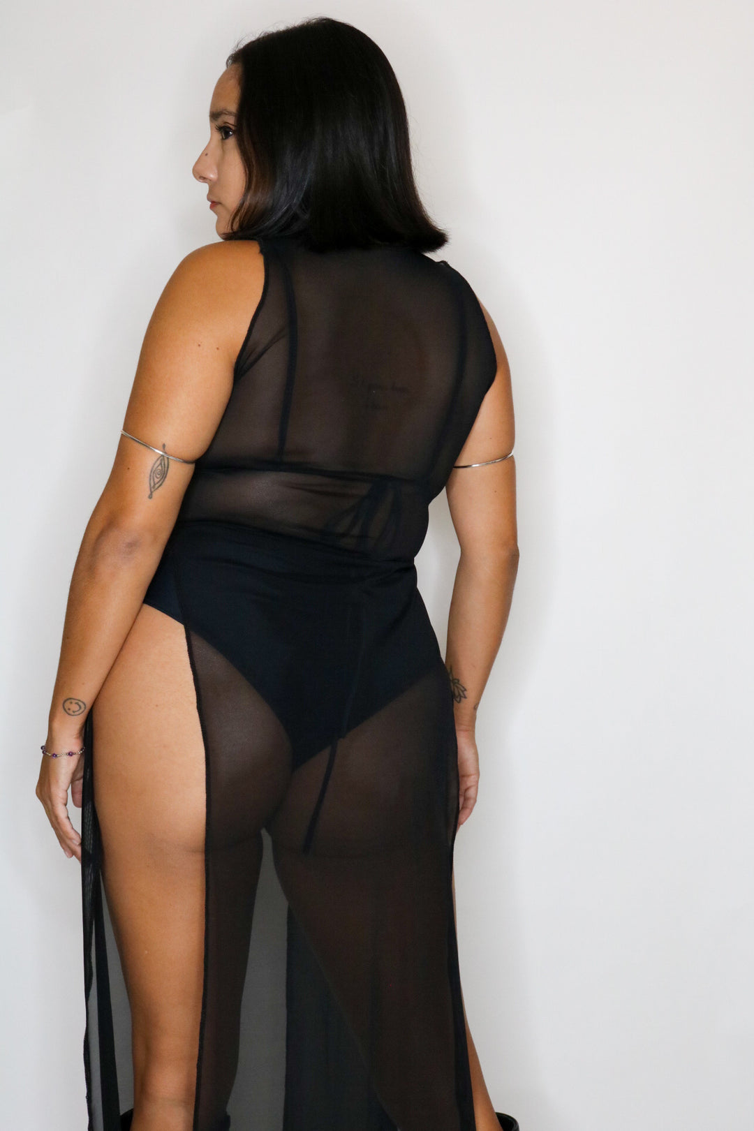 La Cosa Mesh Dress in Black bodysuit oraingopartners   