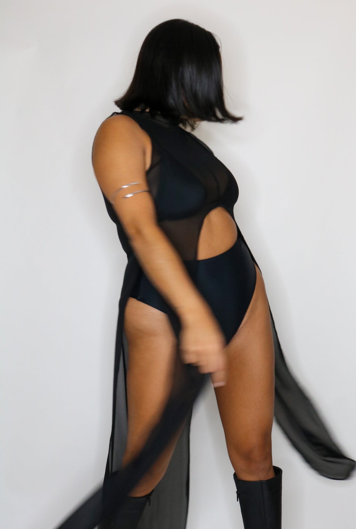 La Cosa Mesh Dress in Black bodysuit oraingopartners   