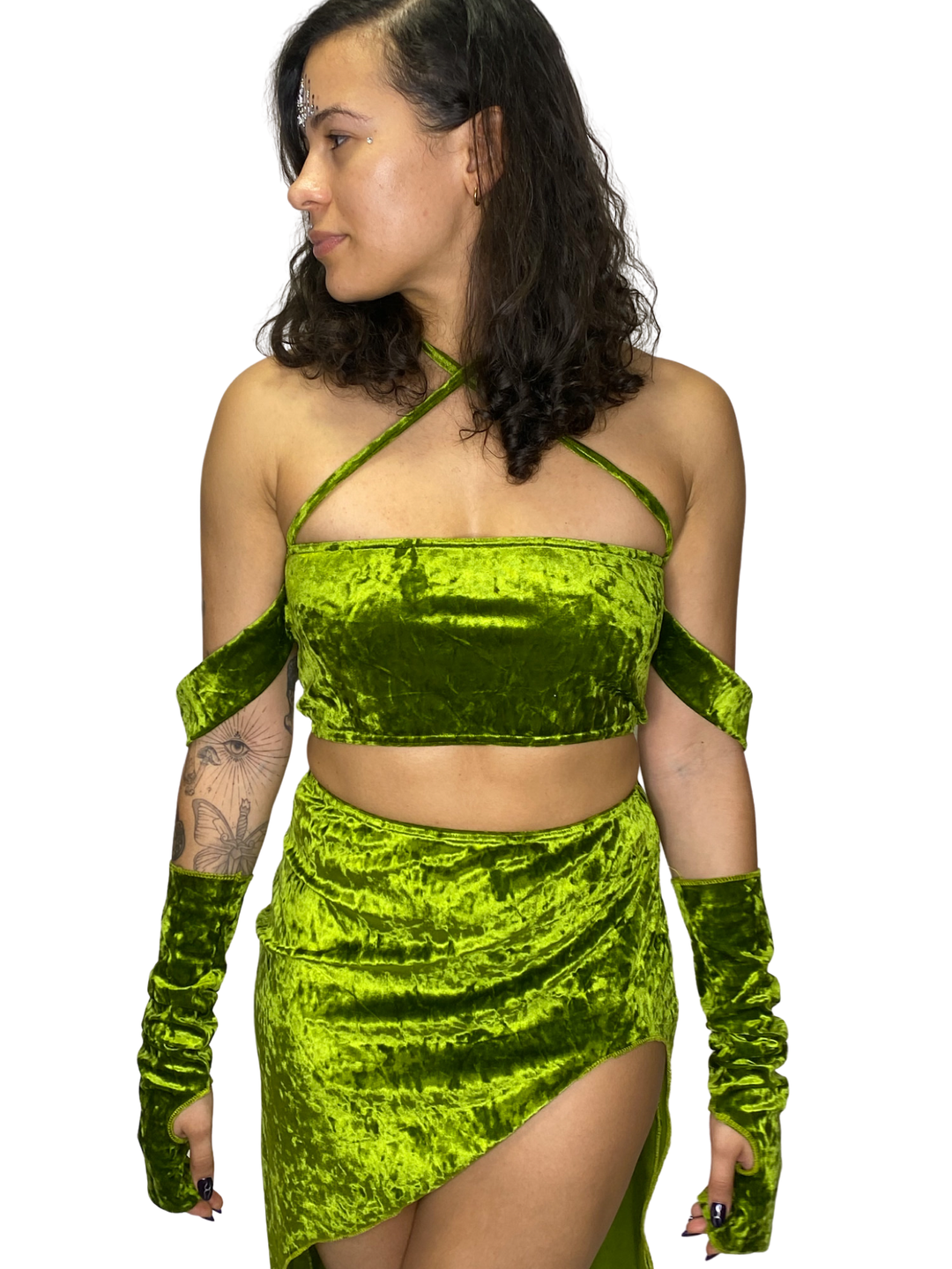 Diosa Crushed Olive Green Velvet Top tube top oraingopartners   