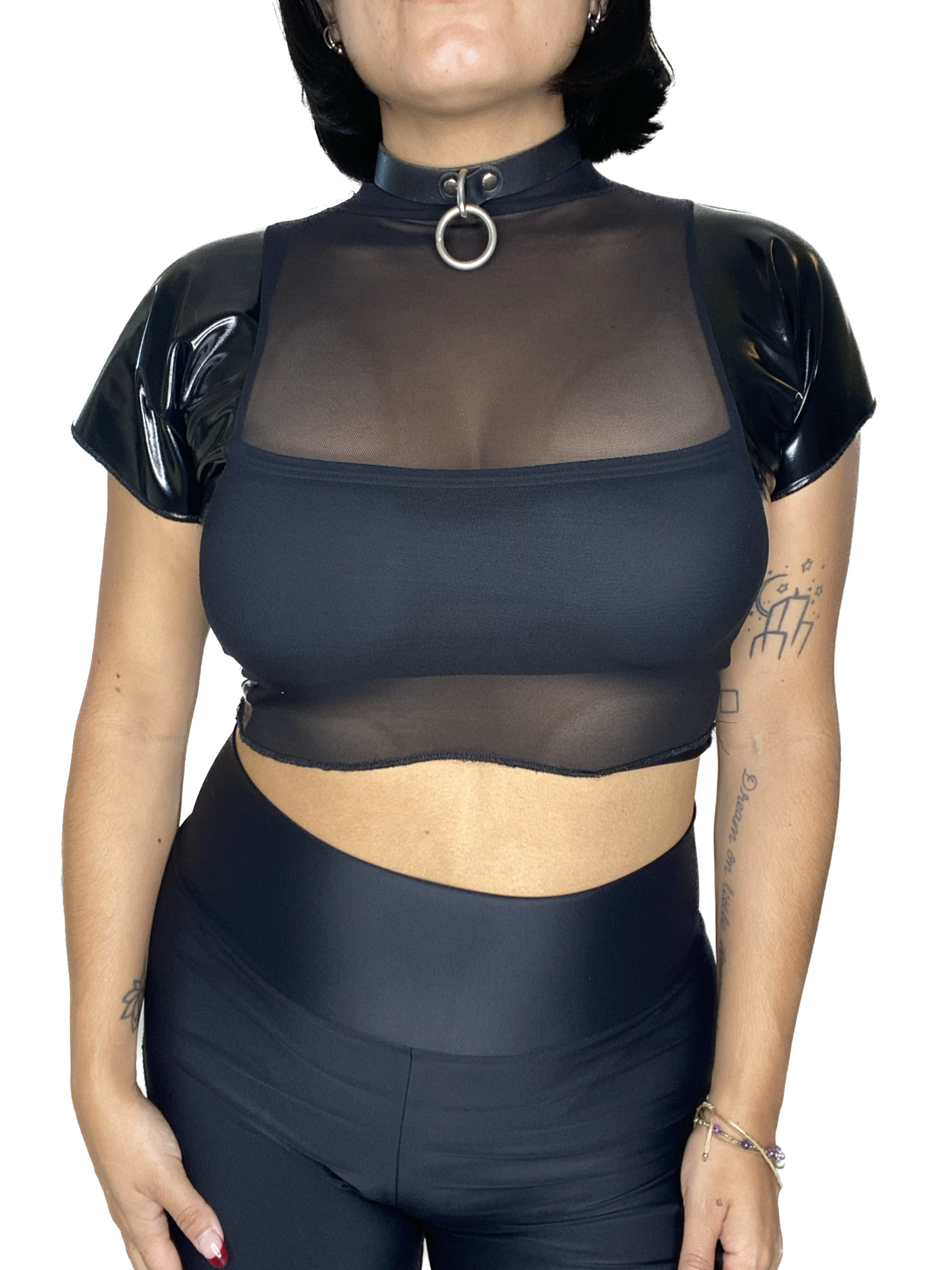 Vortex Black Vinyl Panel Crop Top CROP TOP oraingopartners   