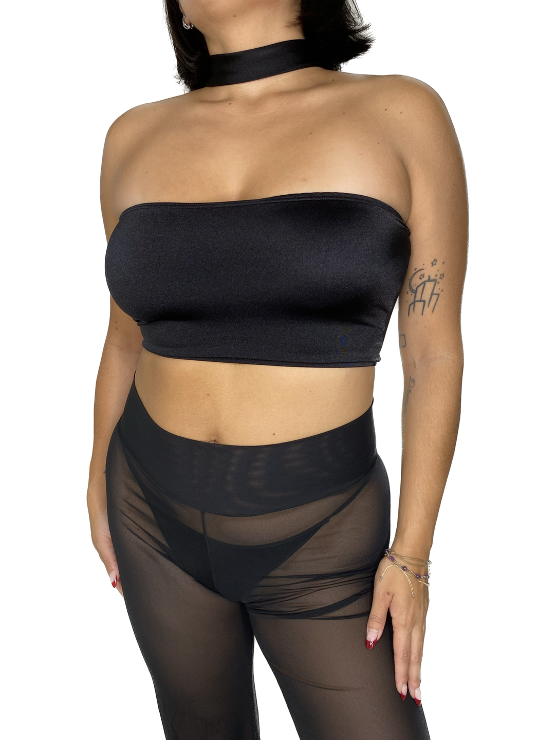 Black Choker Tube Top CROP TOP oraingopartners   