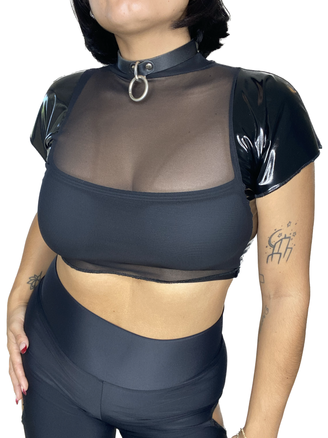 Vortex Black Vinyl Panel Crop Top CROP TOP oraingopartners   