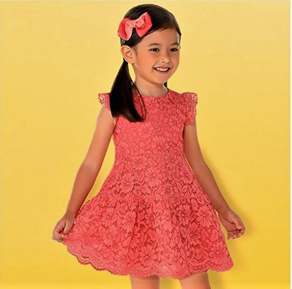 Coral Lace Dress Girl Mayoral 3934 2 & a