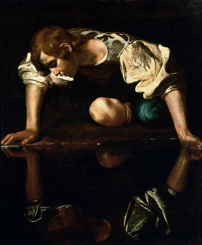 narcissus narcissistic love at first sight, caravaggio