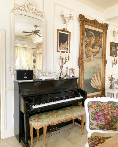 Piano, classic chair, exceptional luxury furniture