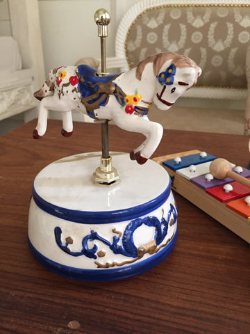 Ceramic vintage musical horse toy