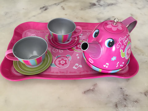 Tin Tea set with cute kettle. 