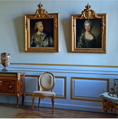 drottingham palace, sweden with very small Gustavian chair.