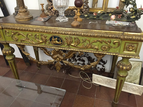 Green Antique french console table neoclassical