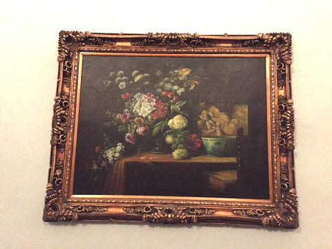 Renaissance still life in louis xv frame