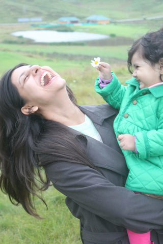 Gulmarg Kashmir meadows with mommy daughter vacation India Himalayas