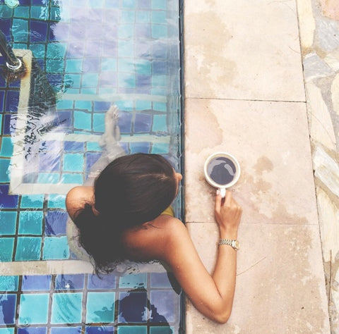 coffee by swimming pool, thailand, khao lak le meridien 